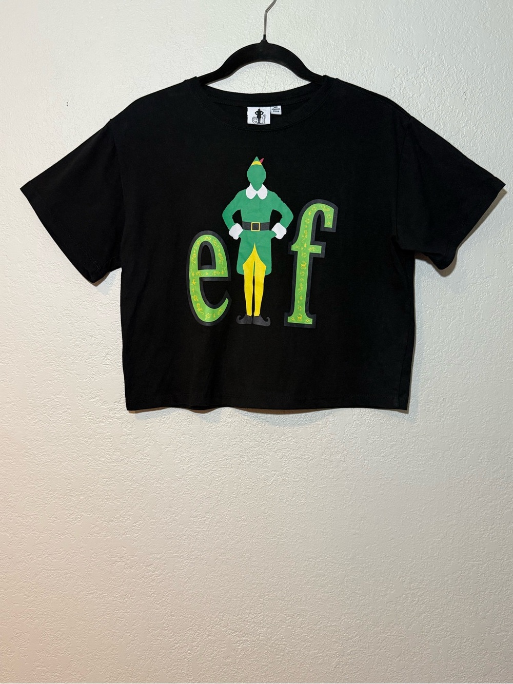 Elf the Movie- Black Cropped T-shirt/Tee Size Medium